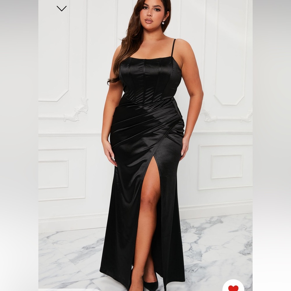 Long black satin looking dress